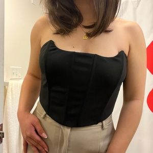 Black Corset Zip-Up Top (Medium)